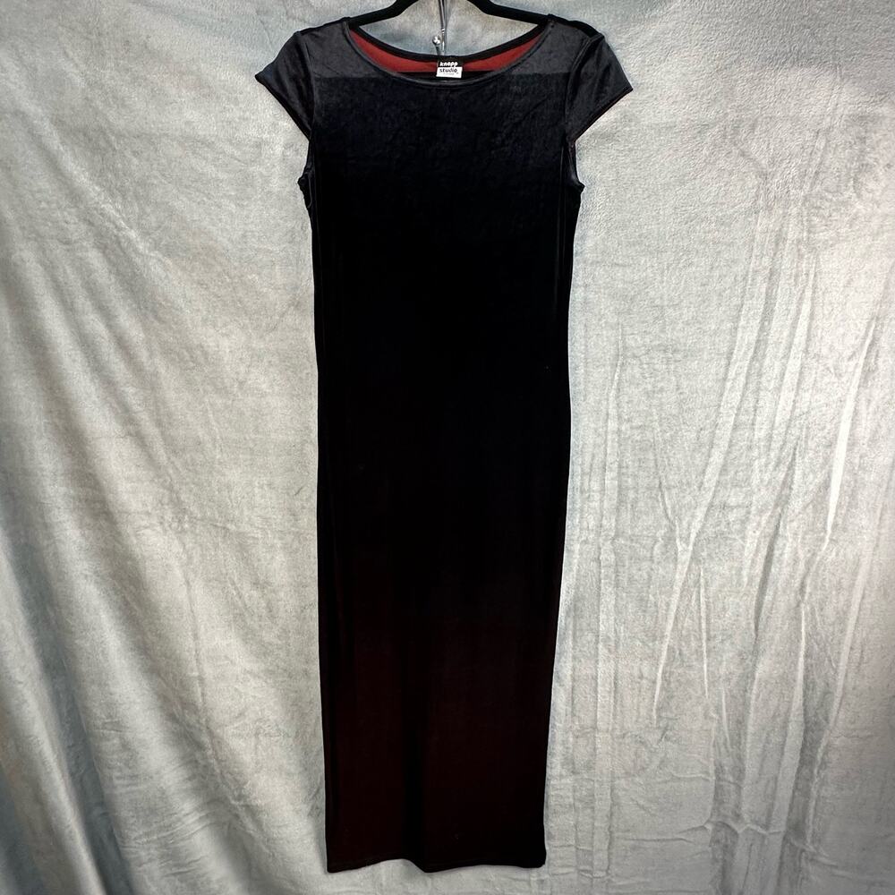 Knapp Studio Dress Womens Large VTG Black Velvet Witchy Dark Romantic Whimsigoth